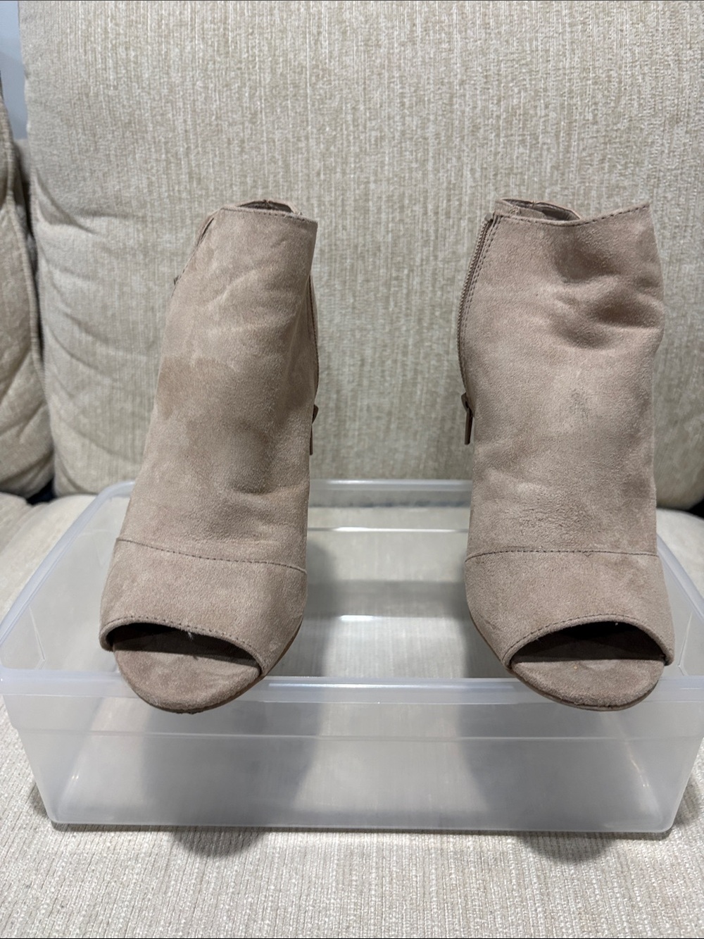 Apt. 9 Taupe Suede Peep-Toe Ankle Booties